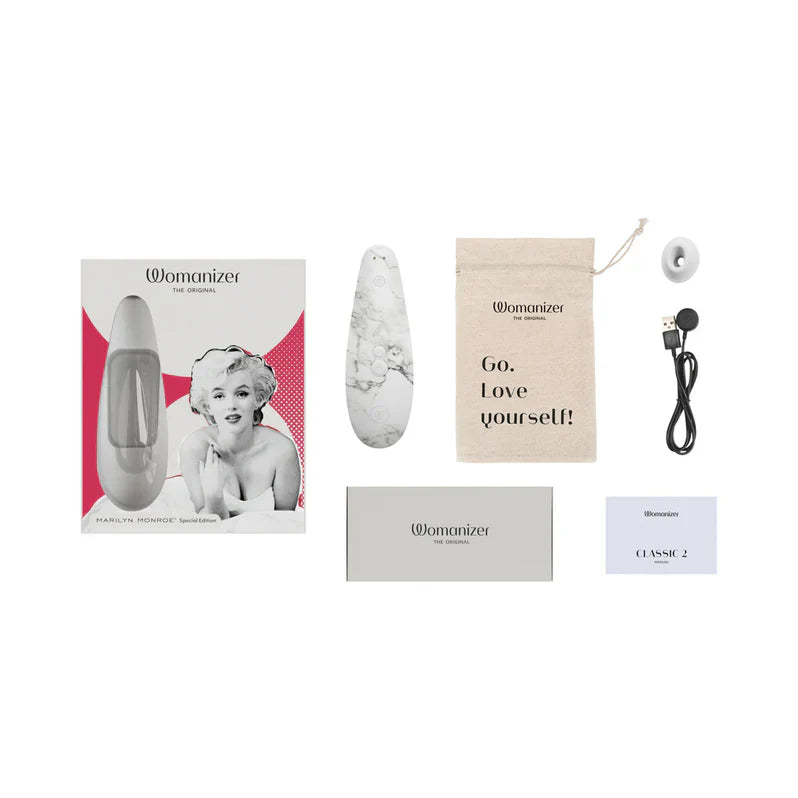 Womanizer x Marilyn Monroe Special Edition Classic 2 Clitoral Stimulator - White Marble